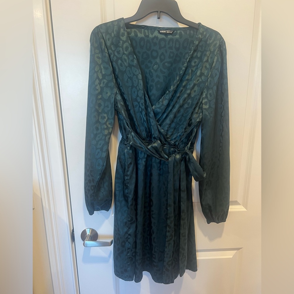 Satin leopard dress